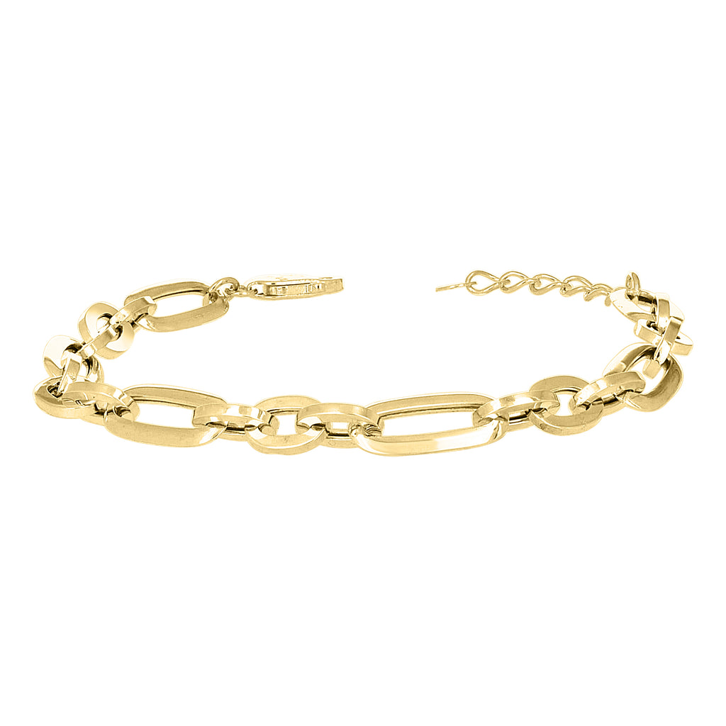10K Yellow Gold Unisex Fashion Link Bracelet Size 8 Inches