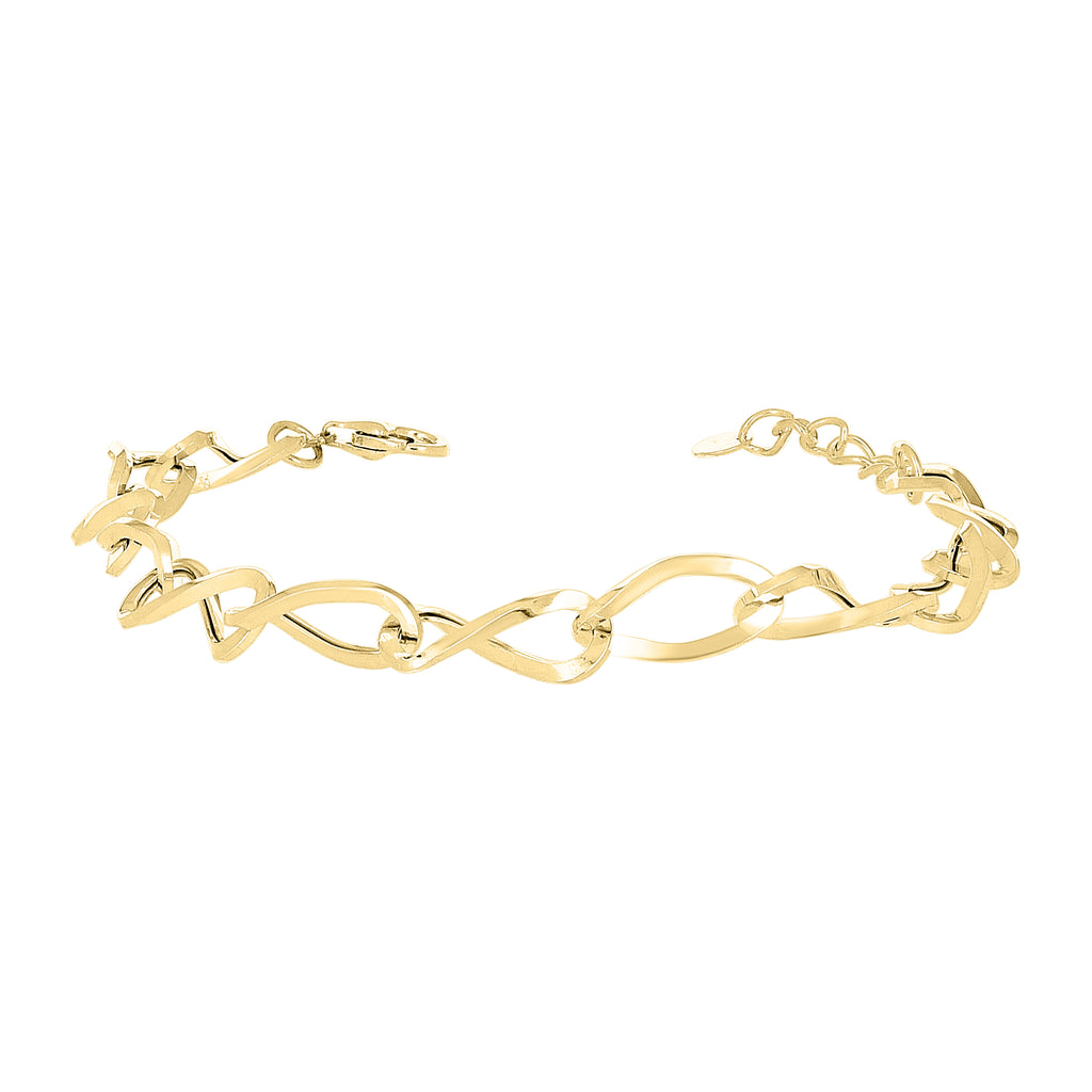 10K Yellow Gold Womens Infinity Link Bracelet Size 8 Inches