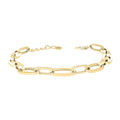 10K Yellow Gold Unisex Greek Key Paperclip Link Bracelet Size 8 Inches