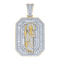 925 Sterling Silver Yellow-tone Mens Round Baguette Moissanite St. Jude Religious Pendant