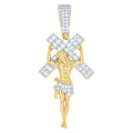 925 Sterling Silver Yellow-Tone Unisex Baguette Round Moissanite Crucifix Cross Religious Pendant