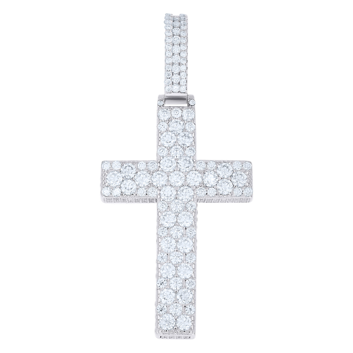 925 Sterling Silver Mens Moissanite Cross Religious Pendant