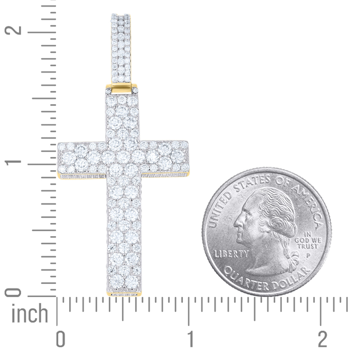 925 Sterling Silver Yellow-Tone Unisex Moissanite Cross Religious Pendant