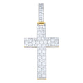 925 Sterling Silver Yellow-Tone Unisex Moissanite Cross Religious Pendant