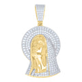 925 Sterling Silver Yellow-Tone Mens Baguette Round Moissanite Virgin Mother Mary Guadalupe Pendant