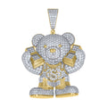 925 Sterling Silver Yellow-Tone Mens Moissanite Money Bear Fashion Pendant
