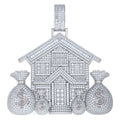 925 Sterling Silver Mens Baguette Round Moissanite Money Bags Trap House Currency Pendant