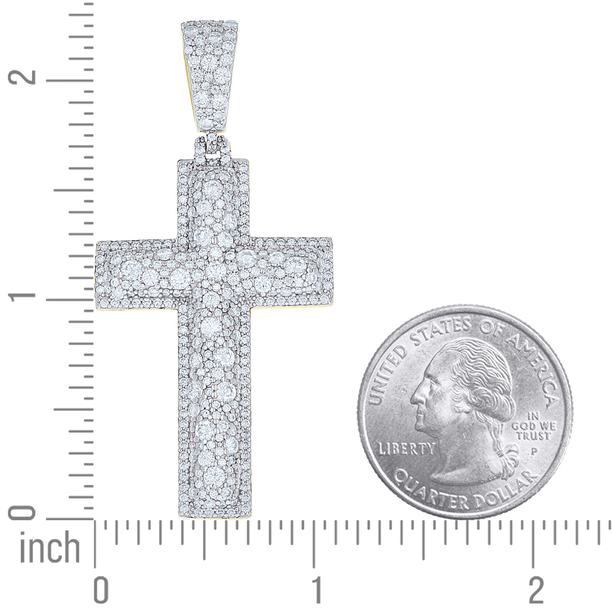 925 Sterling Silver Yellow-Tone Unisex Moissanite Cross Religious Pendant
