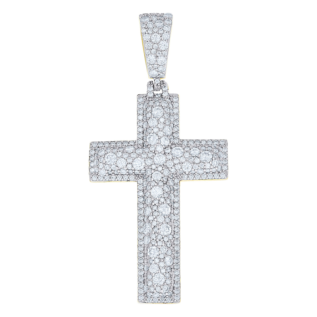 925 Sterling Silver Yellow-Tone Unisex Moissanite Cross Religious Pendant