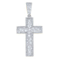 925 Sterling Silver Yellow-Tone Unisex Moissanite Cross Religious Pendant