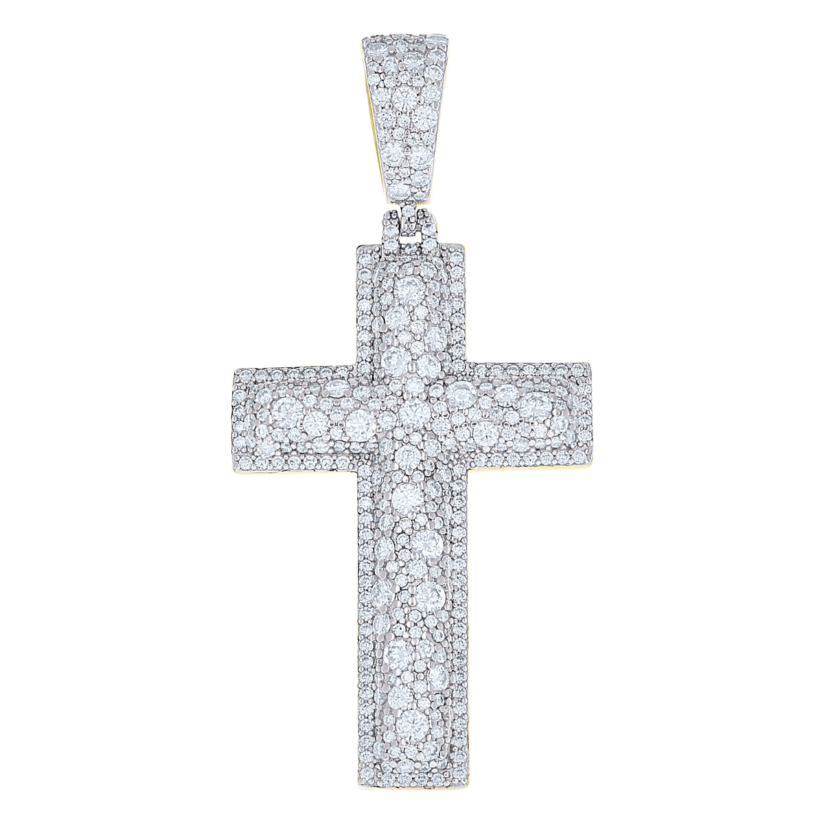 925 Sterling Silver Yellow-Tone Unisex Moissanite Cross Religious Pendant