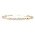 10K Tri-Color Gold Womens Beaded Fashion Bracelet Size 8 Inches