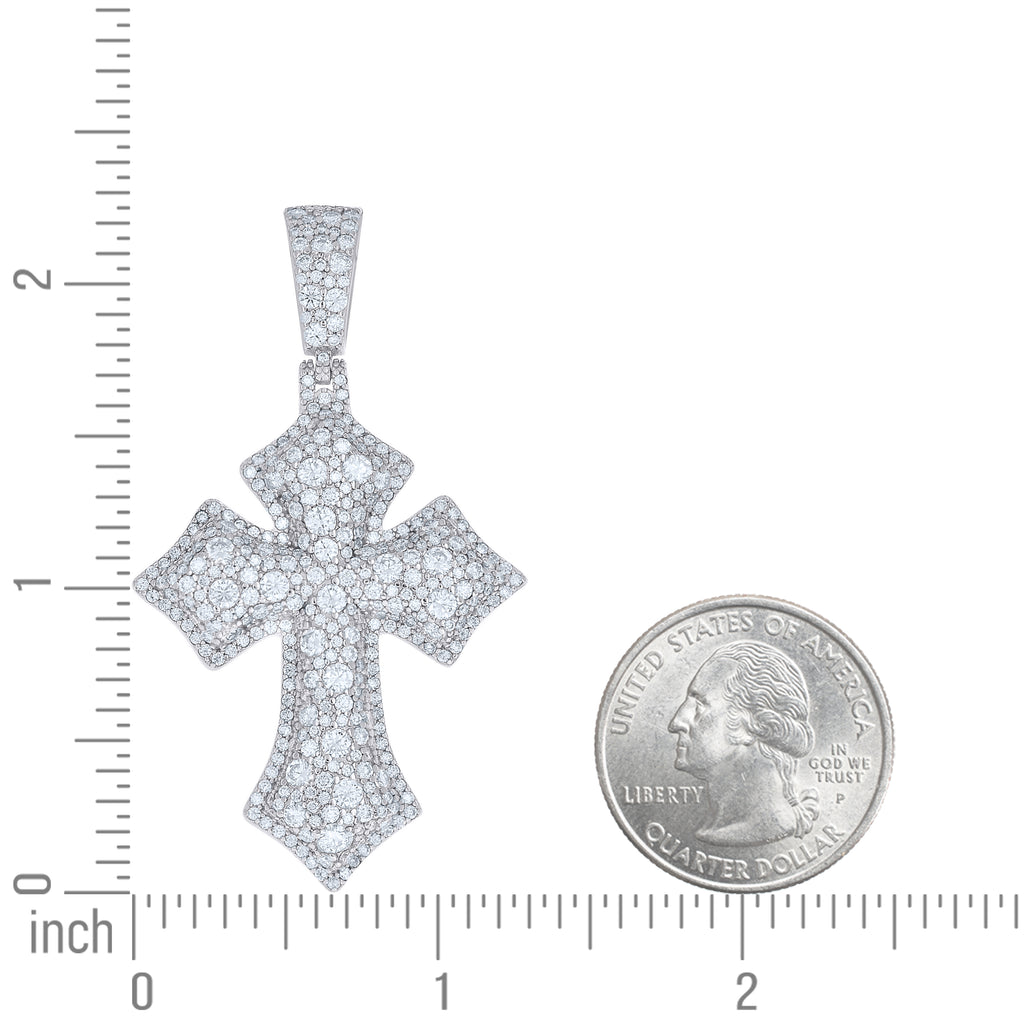 925 Sterling Silver Mens Moissanite Cross Religious Pendant