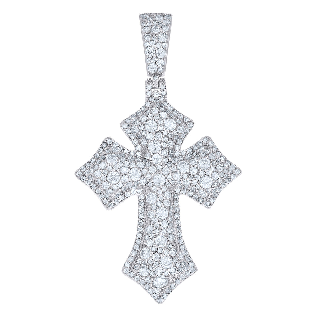 925 Sterling Silver Mens Moissanite Cross Religious Pendant
