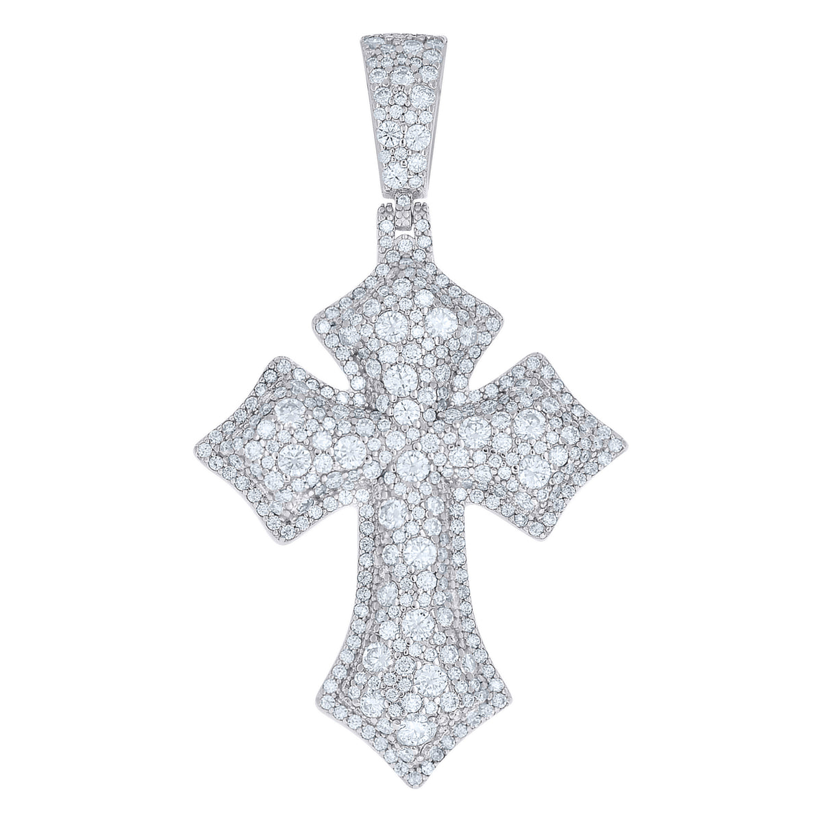 925 Sterling Silver Mens Moissanite Cross Religious Pendant