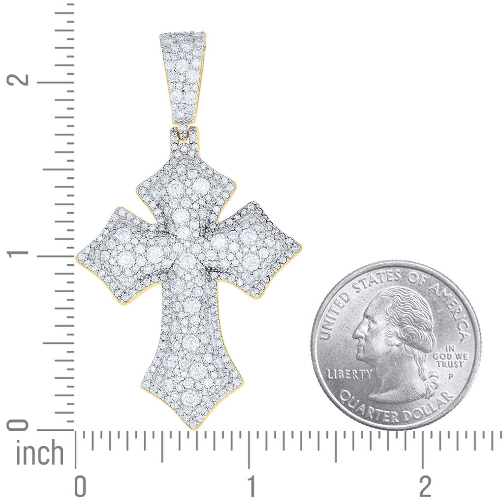 925 Sterling Silver Yellow-Tone Unisex Moissanite Cross Religious Pendant