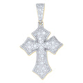 925 Sterling Silver Yellow-Tone Unisex Moissanite Cross Religious Pendant