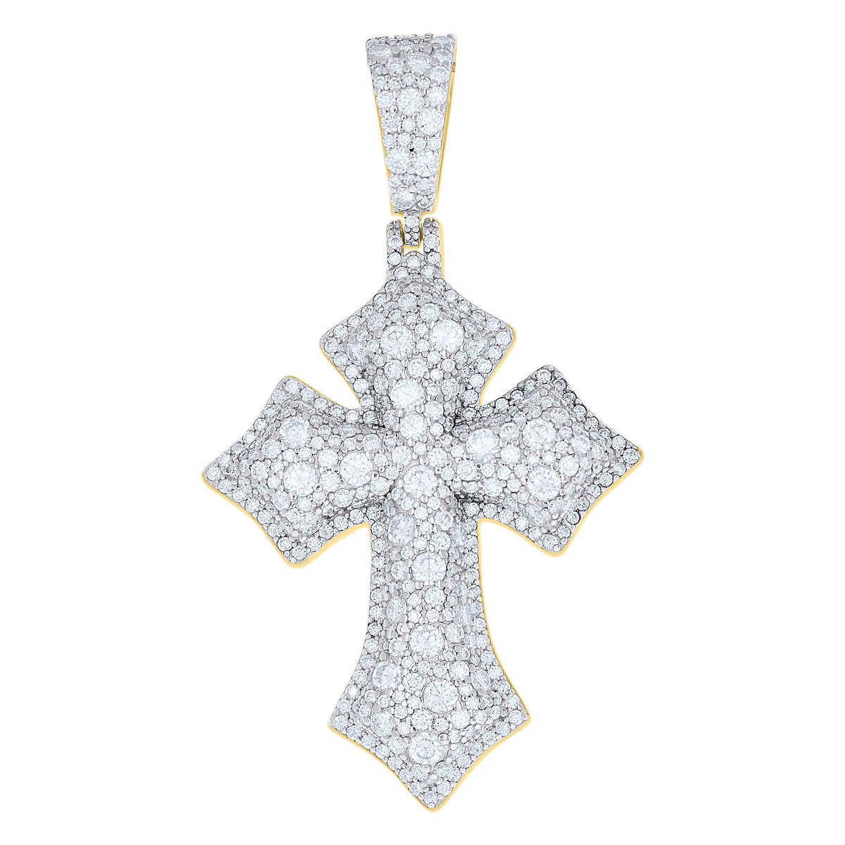 925 Sterling Silver Yellow-Tone Unisex Moissanite Cross Religious Pendant