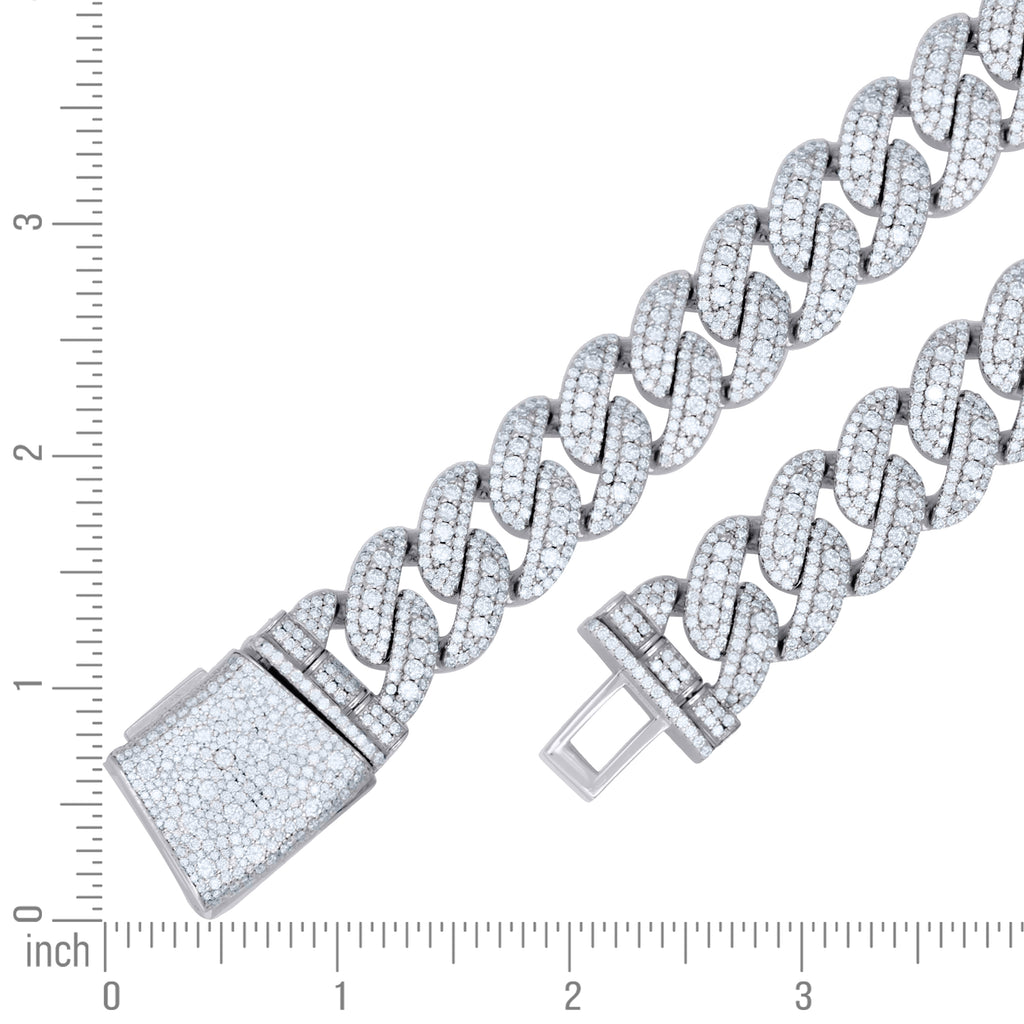 925 Sterling Silver Unisex Moissanite Miami Cuban Chain Necklace 20mm 24 Inches