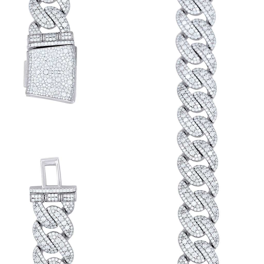 925 Sterling Silver Unisex Moissanite Miami Cuban Chain Necklace 20mm 26 Inches
