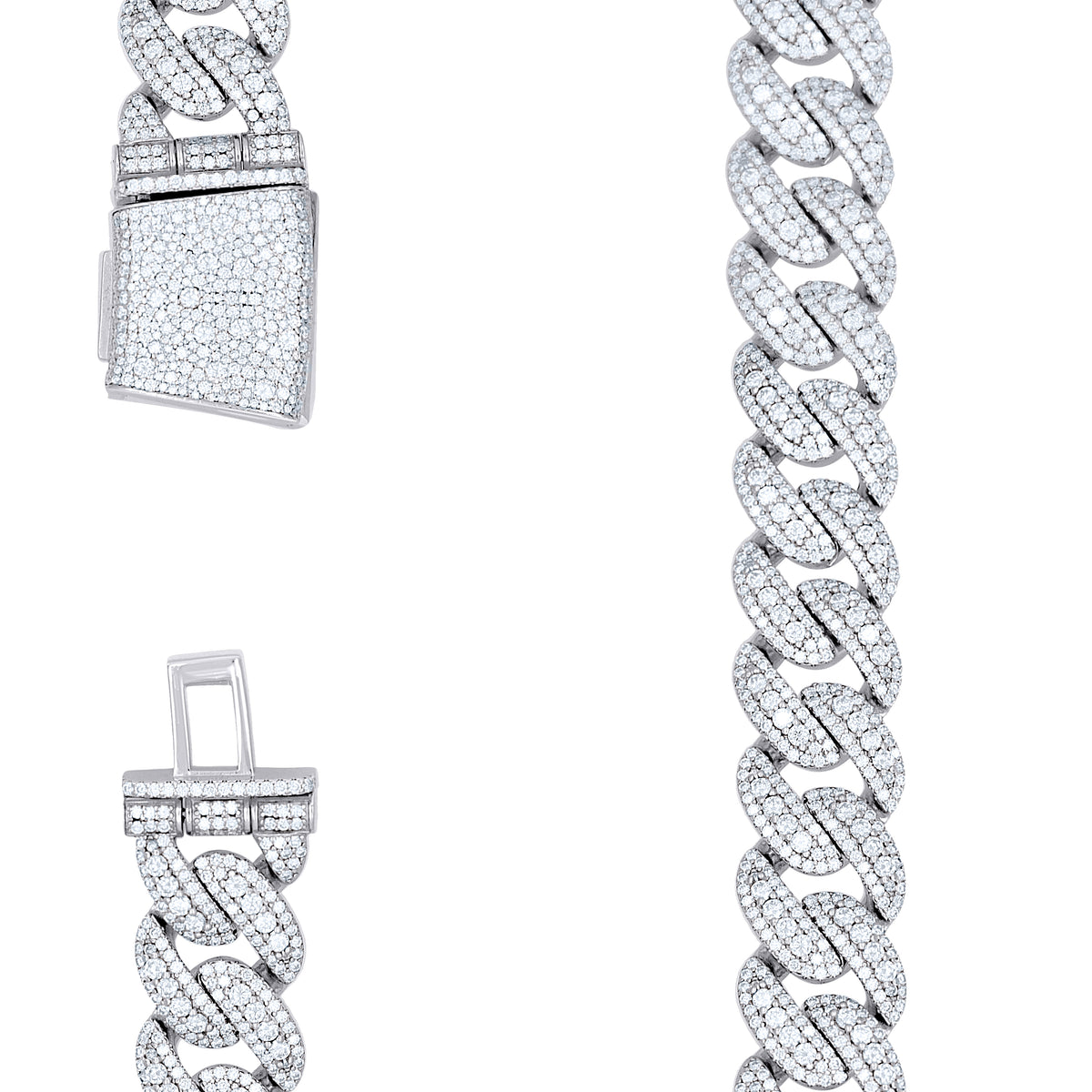 925 Sterling Silver Unisex Moissanite Miami Cuban Chain Necklace 20mm 26 Inches