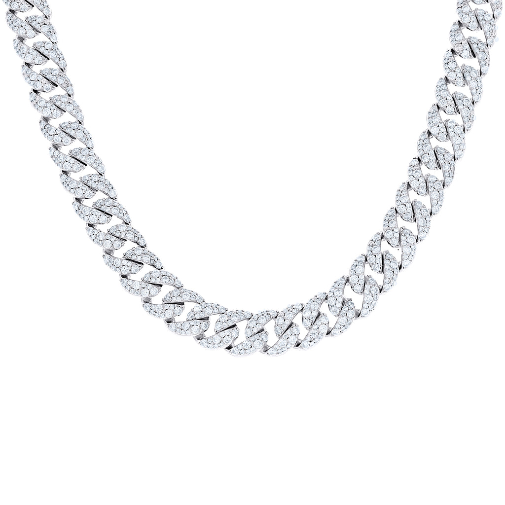925 Sterling Silver Unisex Moissanite Miami Cuban Chain Necklace 10mm 22 Inches