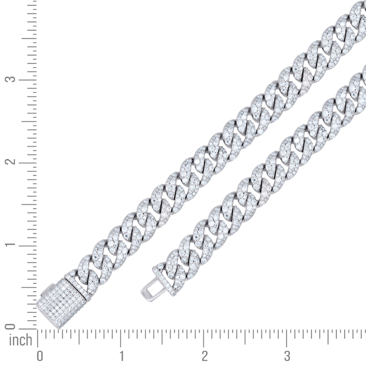 925 Sterling Silver Unisex Moissanite Miami Cuban Chain Necklace 10mm 22 Inches