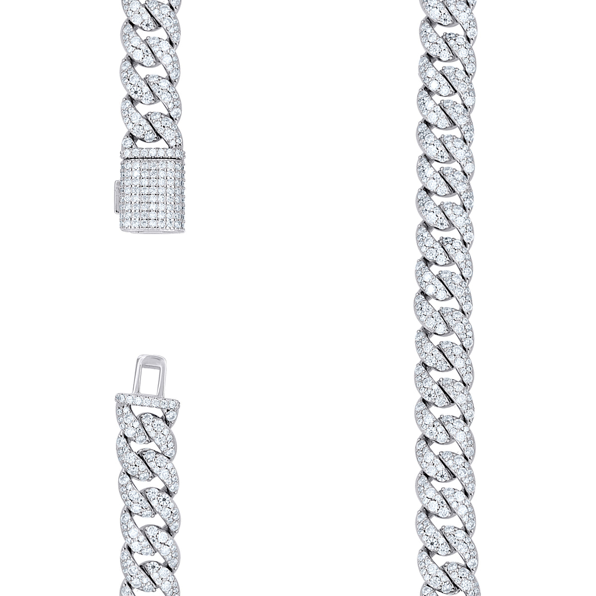 925 Sterling Silver Unisex Moissanite Miami Cuban Chain Necklace 10mm 22 Inches