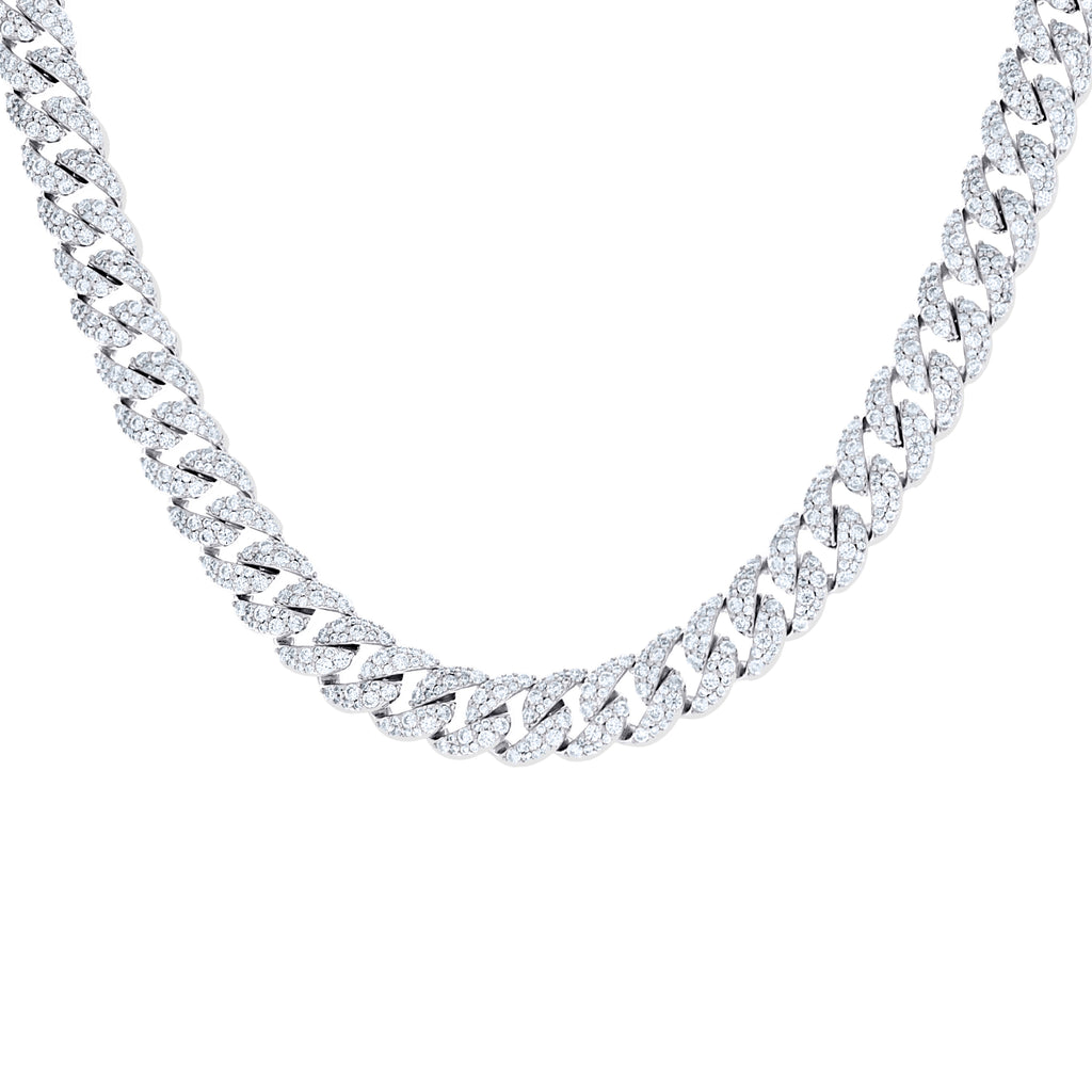 925 Sterling Silver Unisex Moissanite Miami Cuban Chain Necklace 12mm 22 Inches