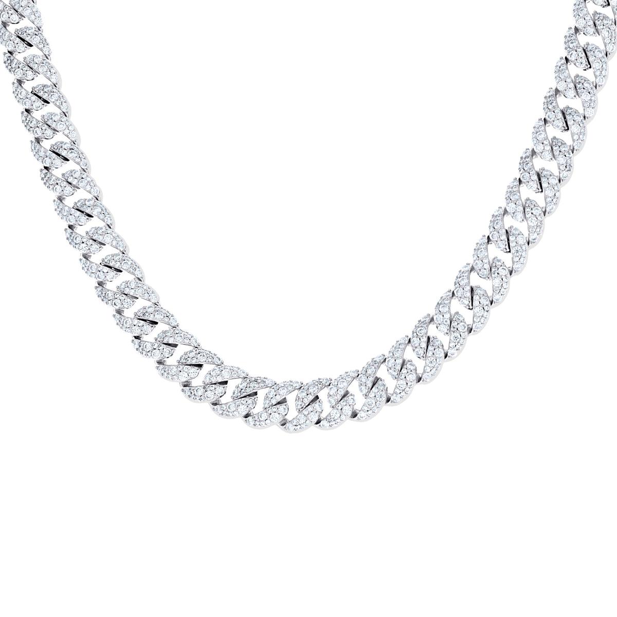 925 Sterling Silver Unisex Moissanite Miami Cuban Chain Necklace 12mm 22 Inches