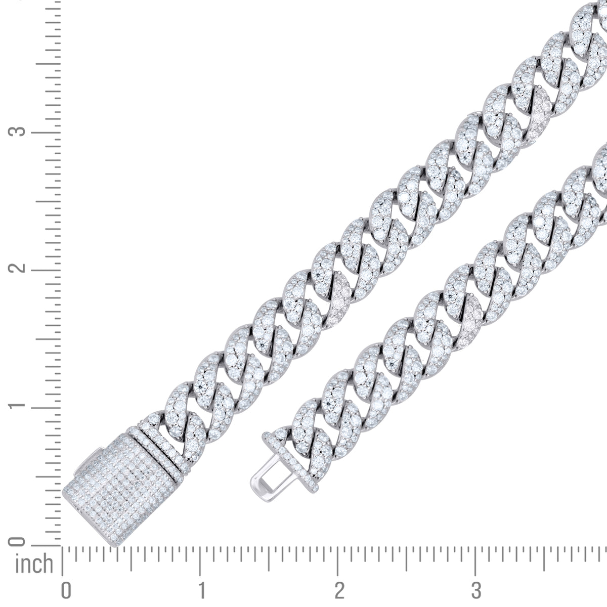 925 Sterling Silver Unisex Moissanite Miami Cuban Chain Necklace 12mm 22 Inches