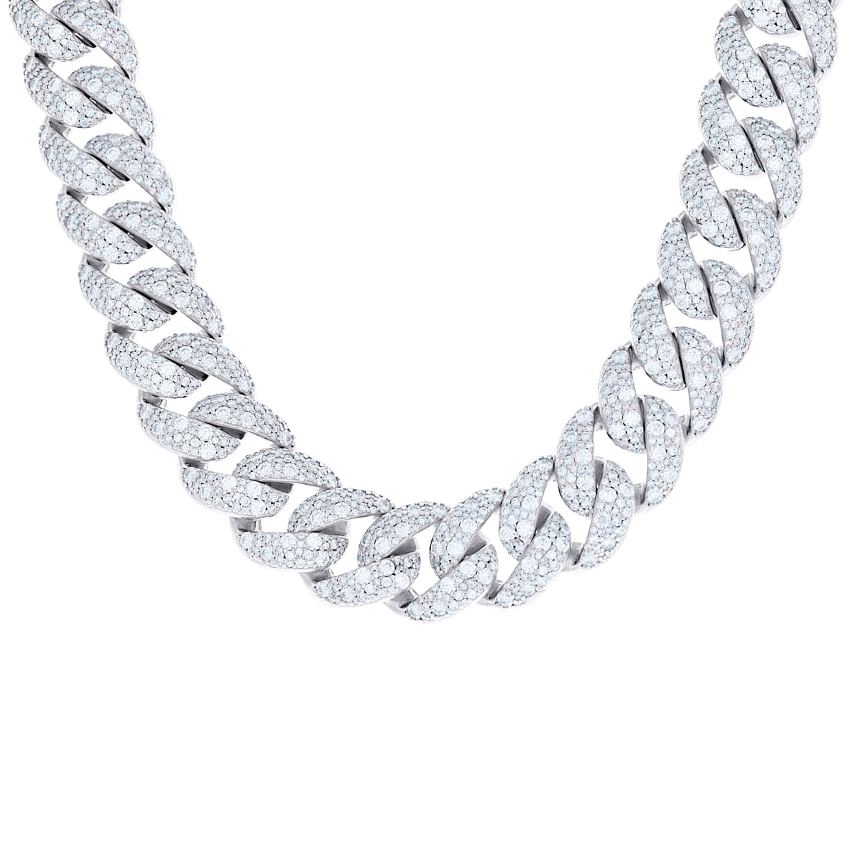 925 Sterling Silver Unisex Moissanite Miami Cuban Chain Necklace 18mm