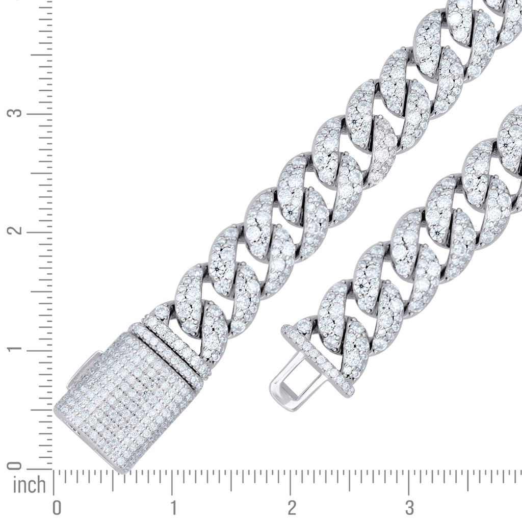 925 Sterling Silver Unisex Moissanite Miami Cuban Chain Necklace 18mm
