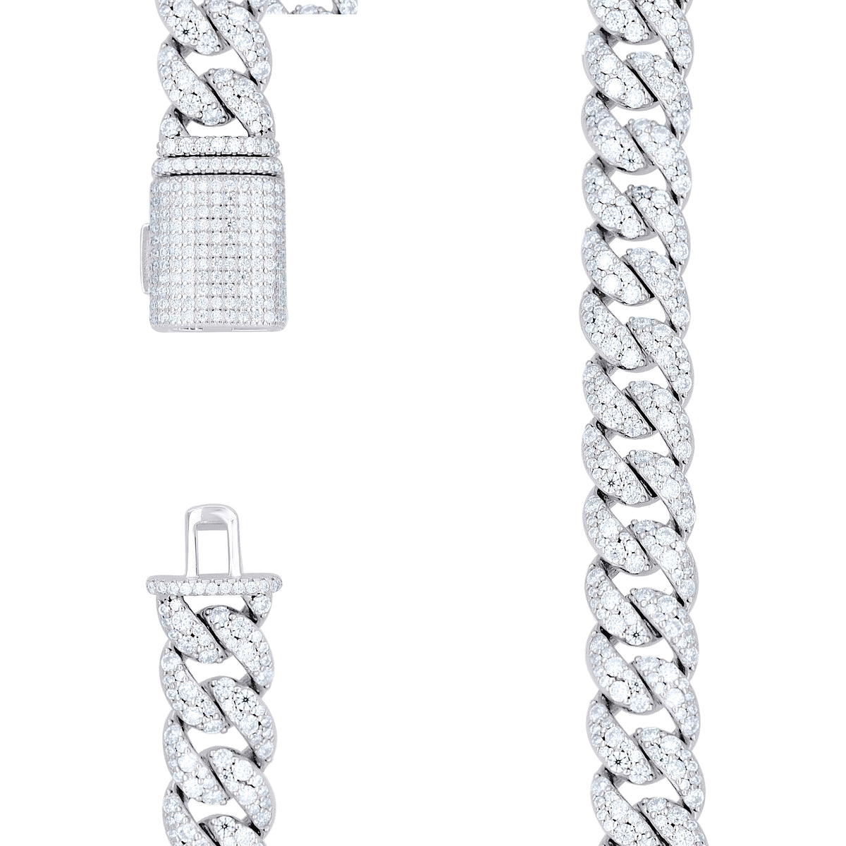 925 Sterling Silver Unisex Moissanite Miami Cuban Chain Necklace 18mm