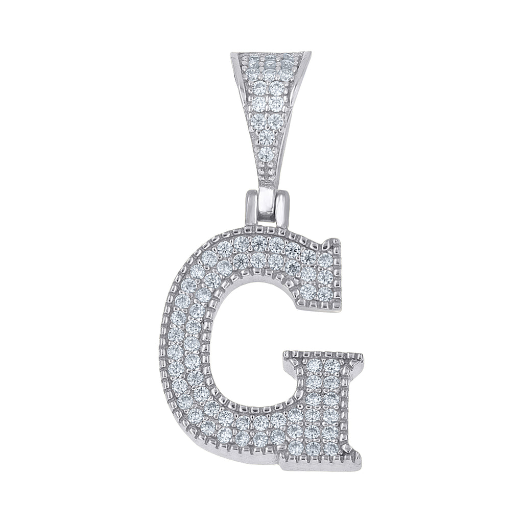 925 Sterling Silver Unisex Moissanite Initial Letter G Charm Pendant