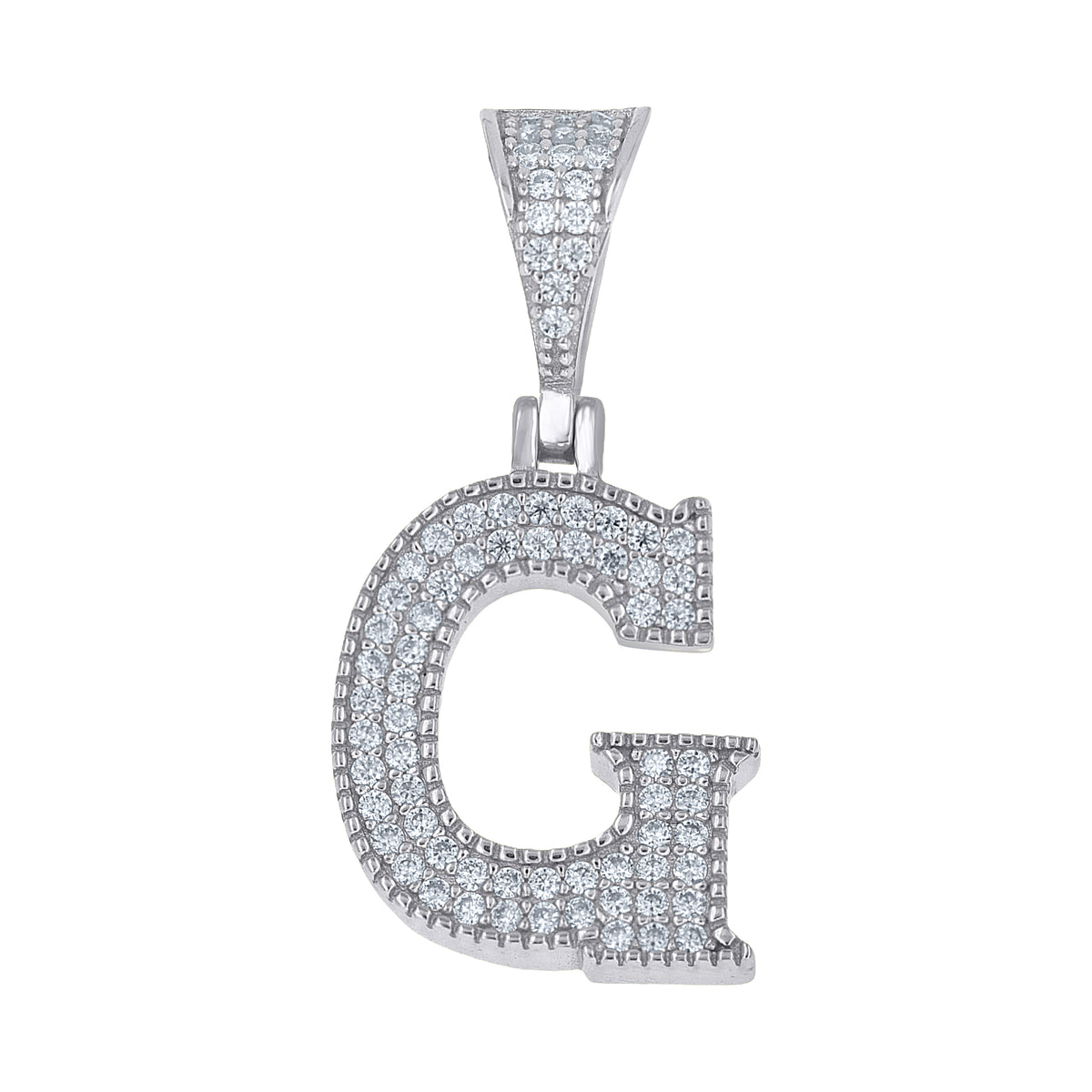 925 Sterling Silver Unisex Moissanite Initial Letter G Charm Pendant