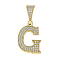 925 Sterling Silver Yellow-Tone Unisex Moissanite Initial Letter G Charm Pendant