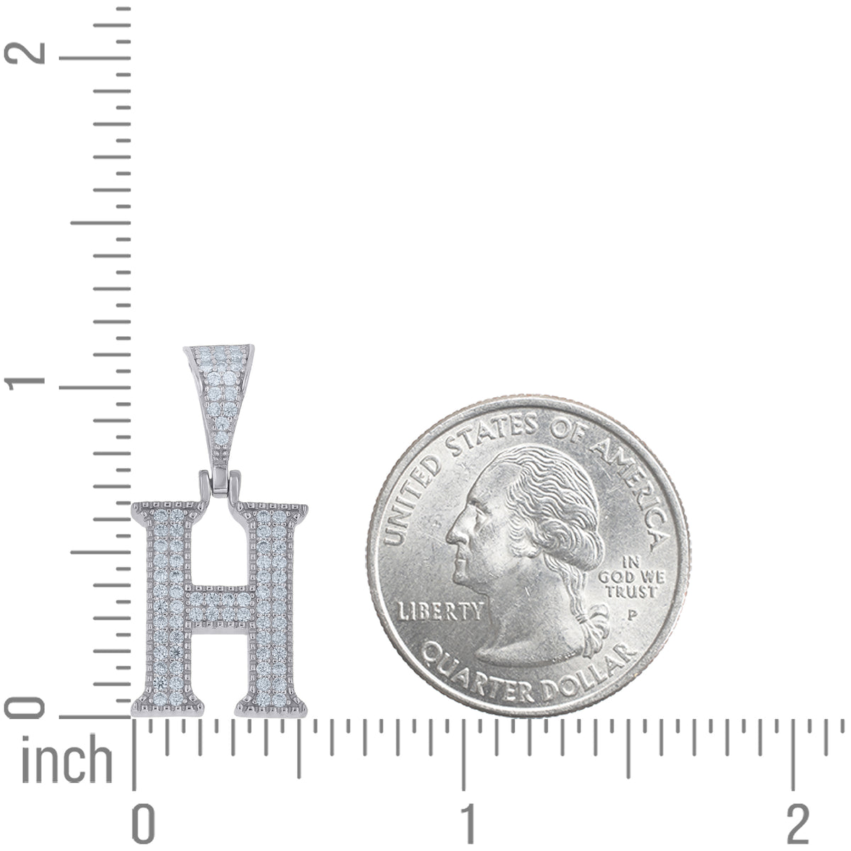 925 Sterling Silver Unisex Moissanite Initial Letter H Charm Pendant