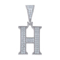 925 Sterling Silver Unisex Moissanite Initial Letter H Charm Pendant