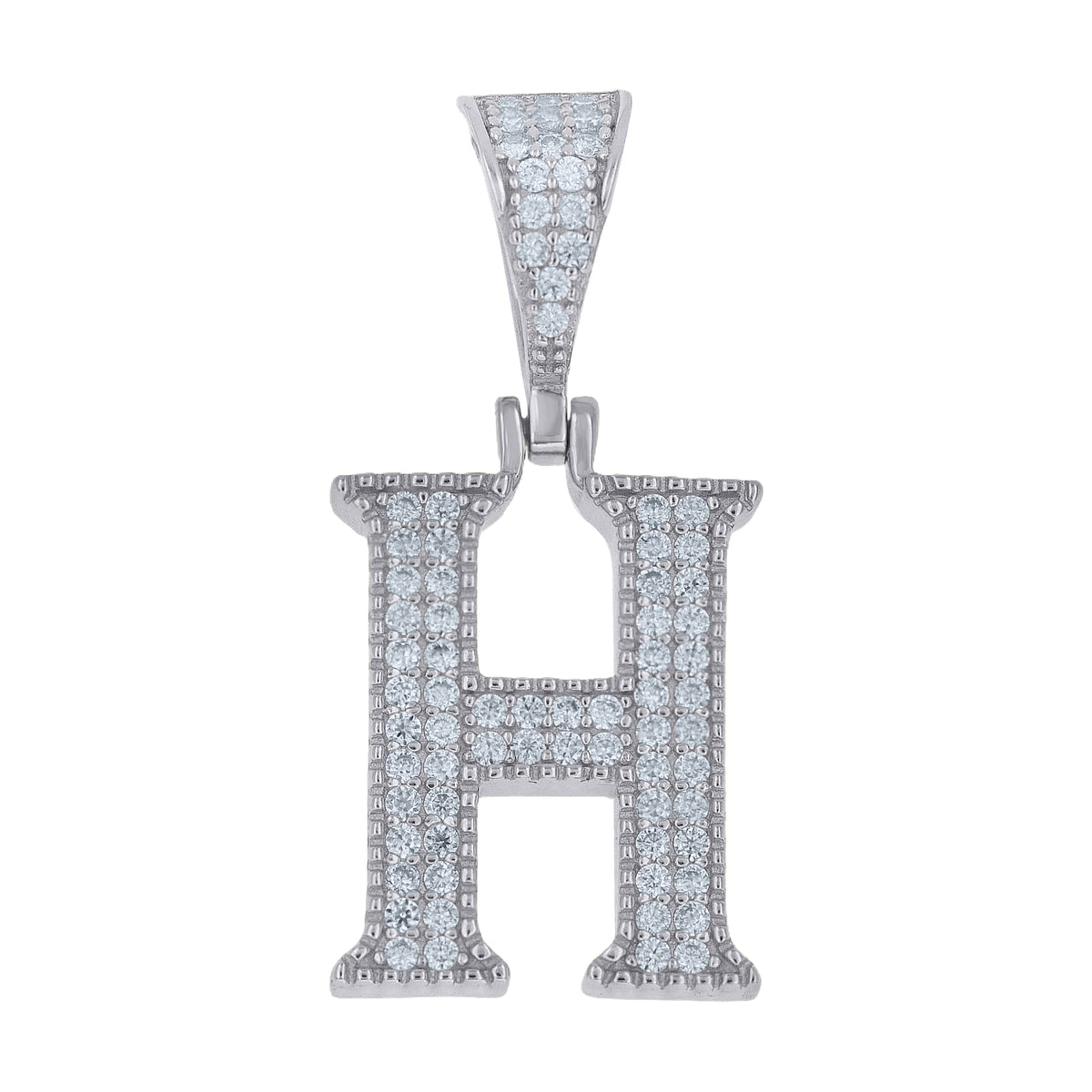 925 Sterling Silver Unisex Moissanite Initial Letter H Charm Pendant