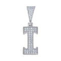 925 Sterling Silver Unisex Moissanite Initial Letter I Charm Pendant
