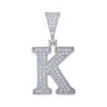 925 Sterling Silver Unisex Moissanite Initial Letter K Charm Pendant