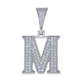 925 Sterling Silver Unisex Moissanite Initial Letter M Charm Pendant
