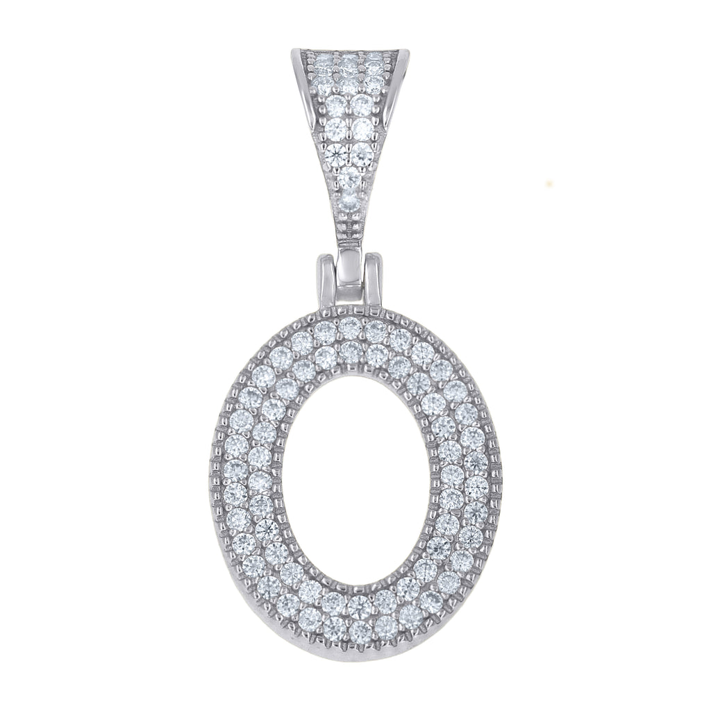 925 Sterling Silver Unisex Moissanite Initial Letter O Charm Pendant