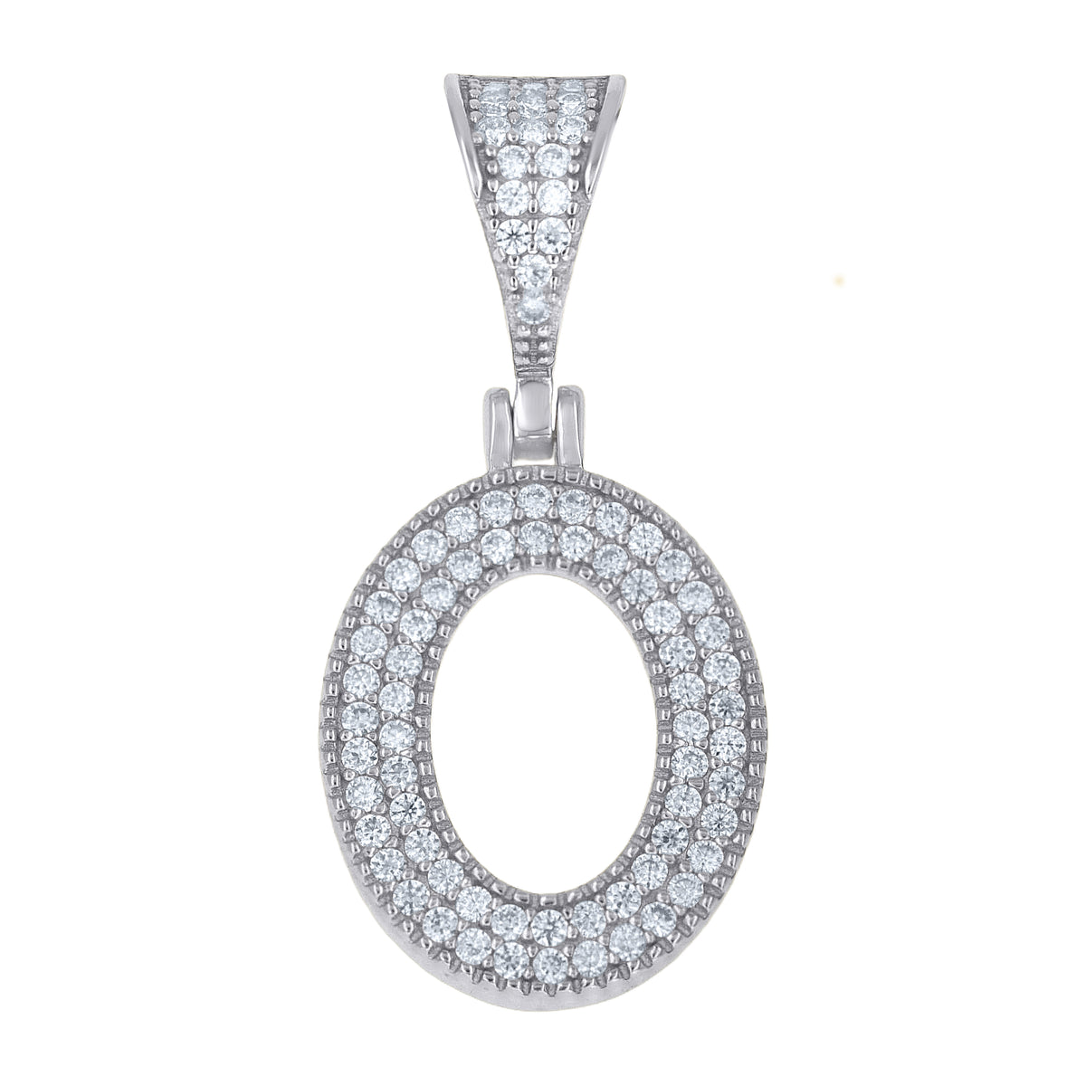 925 Sterling Silver Unisex Moissanite Initial Letter O Charm Pendant