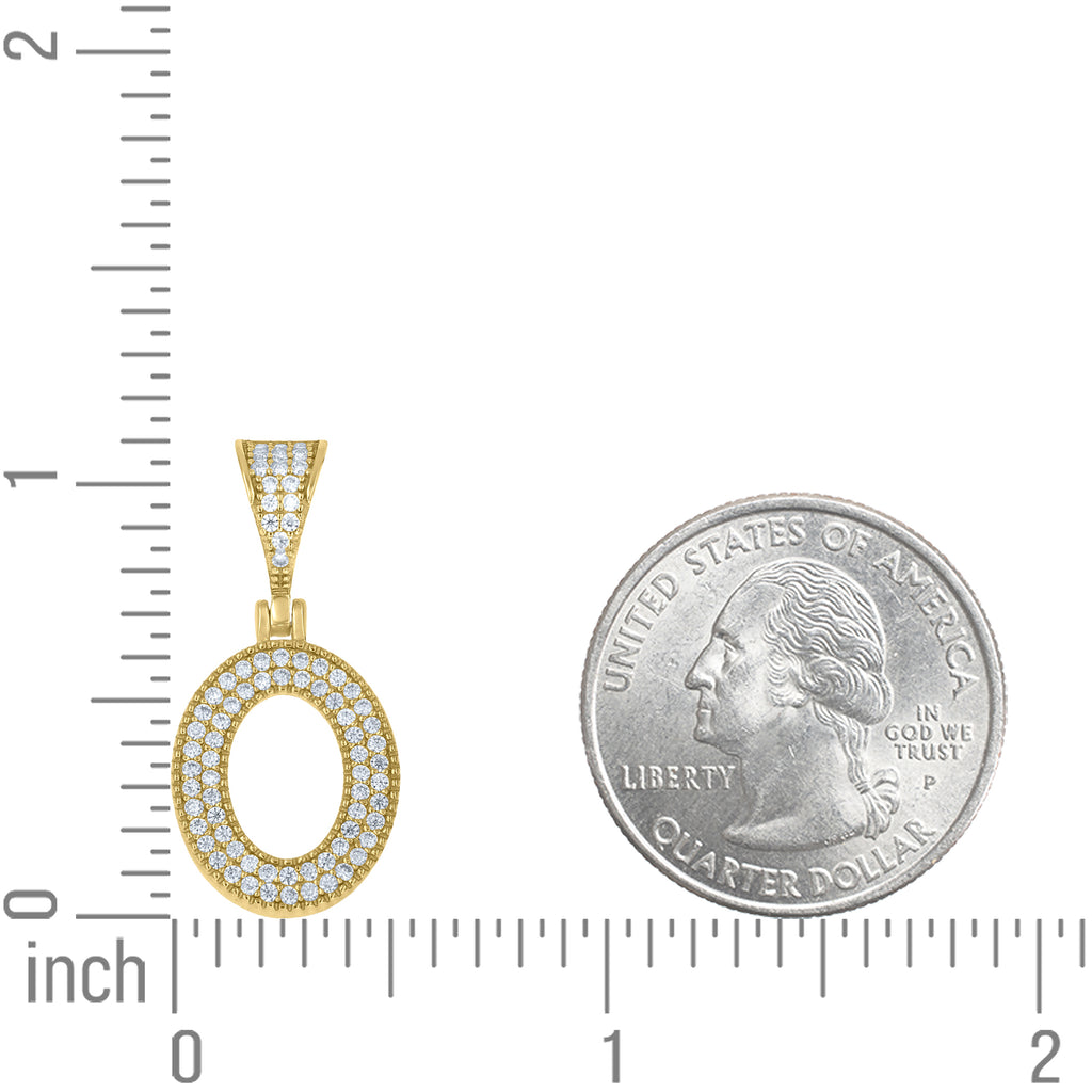 925 Sterling Silver Yellow-Tone Unisex Moissanite Initial Letter O Charm Pendant