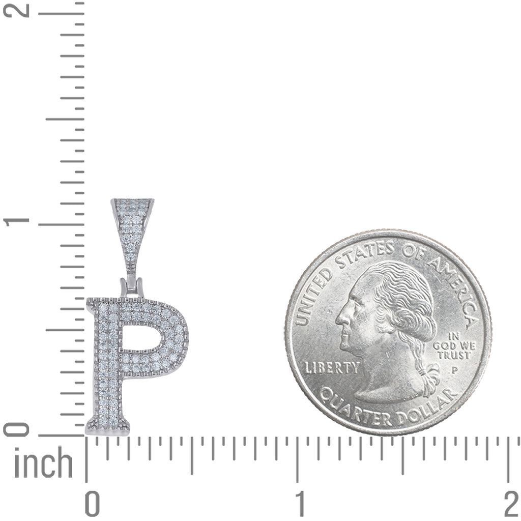 925 Sterling Silver Unisex Moissanite Initial Letter P Charm Pendant