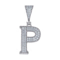 925 Sterling Silver Unisex Moissanite Initial Letter P Charm Pendant
