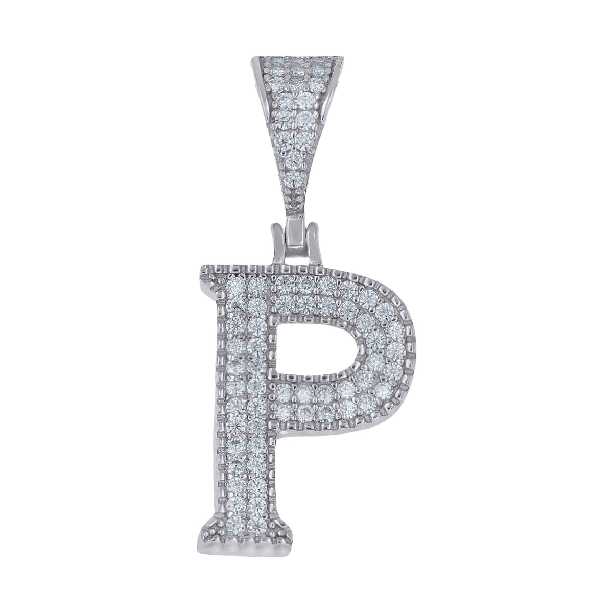 925 Sterling Silver Unisex Moissanite Initial Letter P Charm Pendant