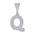 925 Sterling Silver Unisex Moissanite Initial Letter Q Charm Pendant